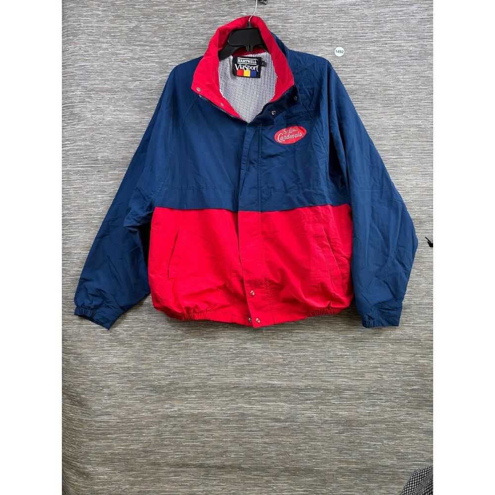 VTG St Louis Cardinals Jacket Mens L Blue Red MLB Baseball Hartwell Windbreaker